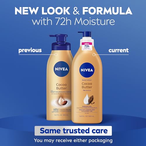 NIVEA Cocoa Butter Body Lotion for Dry Skin with Hyaluronic Acid, 16.9 Oz