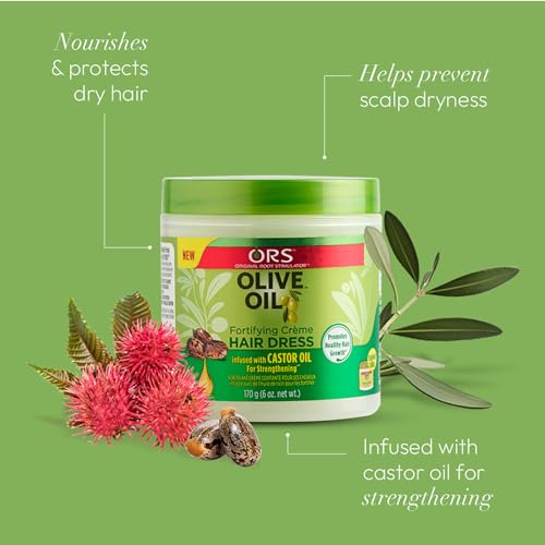 ORS Olive Oil Fortifying Cream Hair Dress Infused with Castor Oil for Strengthening 6 Ounce