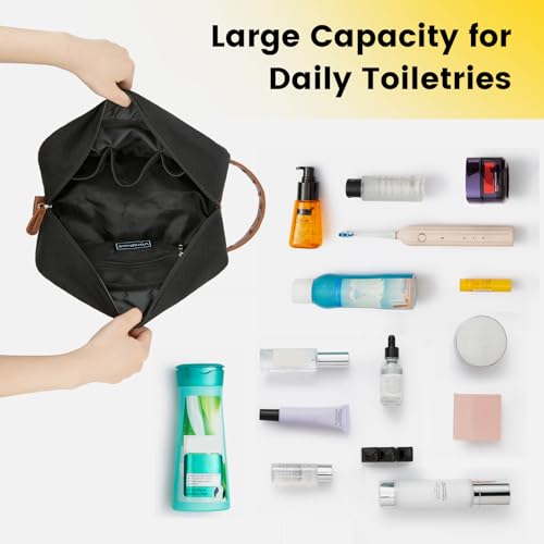 Vorspack Canvas Travel Toiletry Bag for Men, Medium, Black