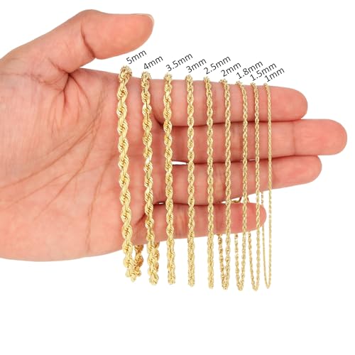 Nuragold 10K Real Yellow Gold Rope Chain Diamond Cut Bracelet Men & Women - 5mm,8.5"