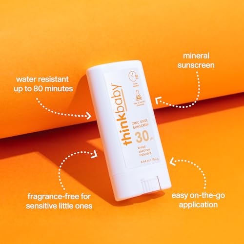 Thinkbaby Mineral Sunscreen Stick SPF 30, 0.64 Oz, Vegan & Water Resistant