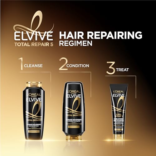 L'Oreal Paris Elvive Total Repair 5 Protein Recharge Leave In Conditioner Treatment and Heat Protectant, 5.1 Ounce