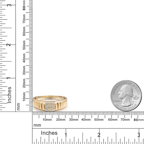 Gem Stone King Men's Solid 10K Yellow Gold White Lab Grown Diamond Ring | 0.18 Cttw | E-F Color | VVS-VS Clarity (Size 10)