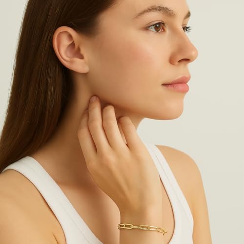 SHOP WGS 5mm 14K Solid Gold Paperclip Bracelet for Women & Men
