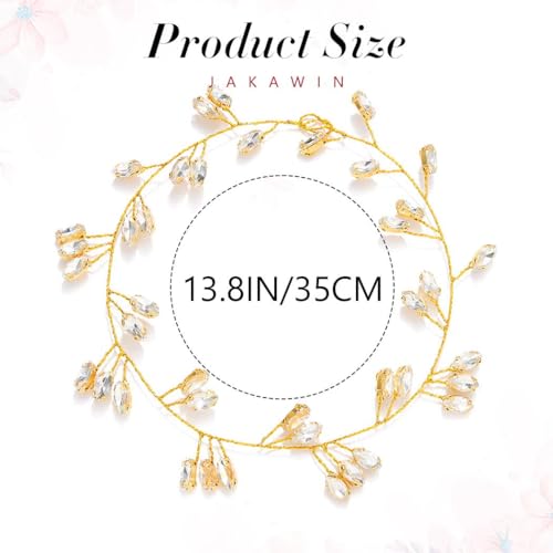 JAKAWIN Wedding Hair Vine Gold Bridal Hair Accessories Crystal Hair Piece