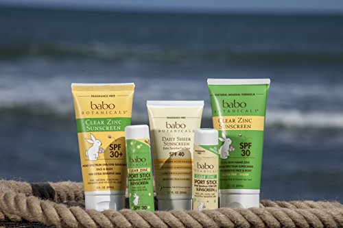 Babo Botanicals Sheer Zinc Mineral Sunscreen Sport Stick SPF30- Natural Zinc Oxide- Shea Butter- Fragrance-Free - Water Resistant - MADE SAFE Certified