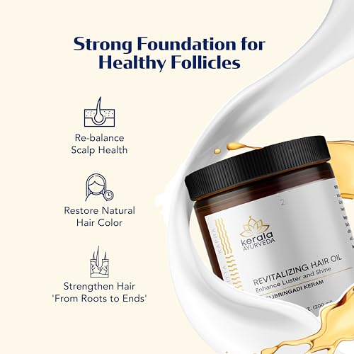 Kerala Ayurveda Neelibhringadi Keram Hair Growth Oil for Dry Scalp, Curly Or Damaged Hair (6.8 fl Oz) | Coconut Oil For Hair Growth & Strengthening Roots | Ayurvedic Serum with Triple Milk Formula