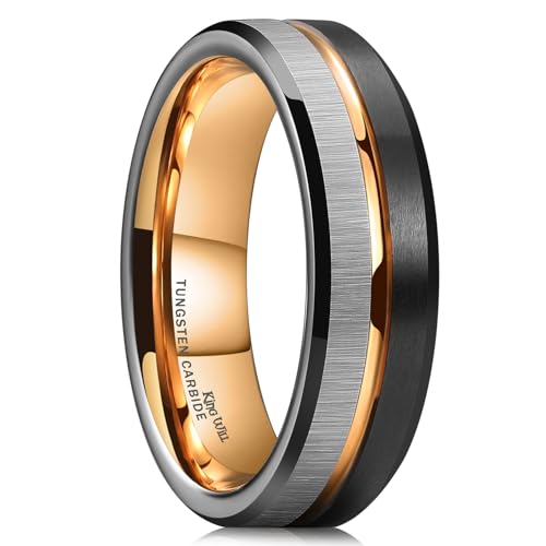 King Will Men Tungsten Rings 14K Gold 6mm Size 8