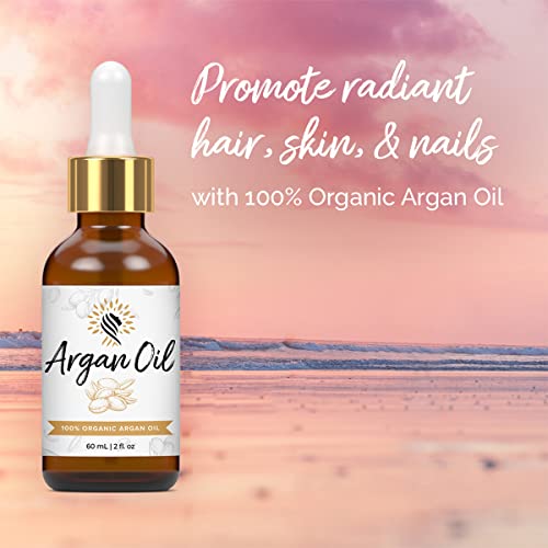 Argan Cosmetics 100% Pure Organic Moroccan Argan Oil, Unscented – 2 Fl Oz