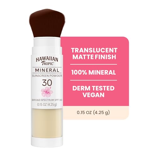 Hawaiian Tropic Mineral Powder Sunscreen Brush SPF 30, 0.15 Oz