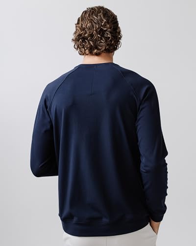 Cozy Earth Men’s Pullover Crew Neck Sweatshirt - Lightweight Viscose from Bamboo Blend - Ultra Soft Brushed Fabric Crewneck Sweater for Men - Navy Large