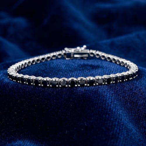 Pompeii 4ct Black Diamond Tennis Bracelet 14K White Gold 7"