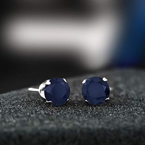 Gem Stone King 10K White Gold Gemstone Birthstone Stud Earrings | 6MM Round | White Gold Earrings For Women Men