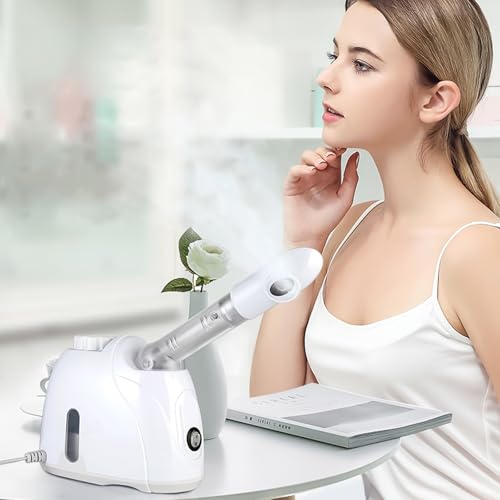 Facial Steamer Nanometer Fine Mist for Deep Cleaning with Towel, 360 Rotating Arm, Home Spa Device for Personal Care