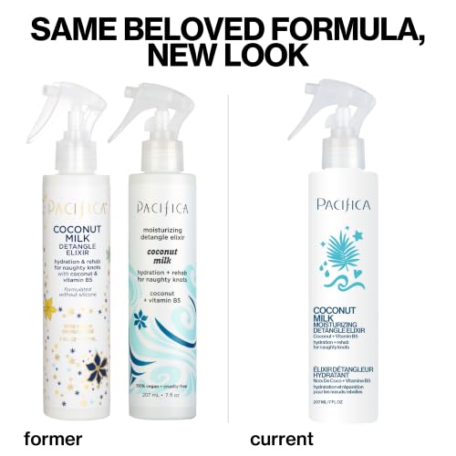 Pacifica Coconut Milk Hair Detangler Spray – Leave-In Conditioning Elixir for Tangle-Free Hair – Instantly Detangles Knots, Adds Shine & Moisture, Prevents Breakage & Frizz – Vegan & Cruelty-Free