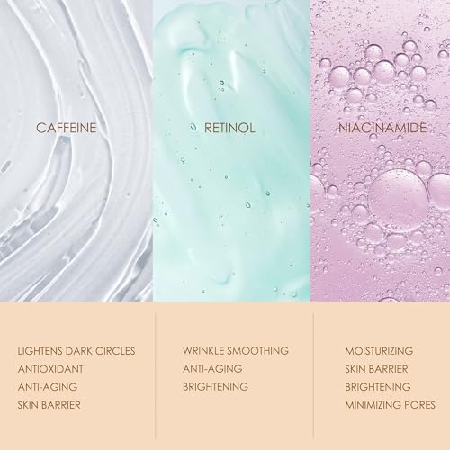 ANAREAL Eye Bags Treatment for Men and Women : Caffeine Under Eye Cream for Dark Circles & Puffiness - 360° Eye Roller for Puffy Eyes