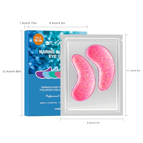 DR. YIMAN Hydrogel Eye Patches - 6 Pairs Under Eye Masks for a Refreshed Look, with Hyaluronic Acid & Collagen, Eye Masks for Smoother-Looking Skin, Skincare Gift for Women & Teens