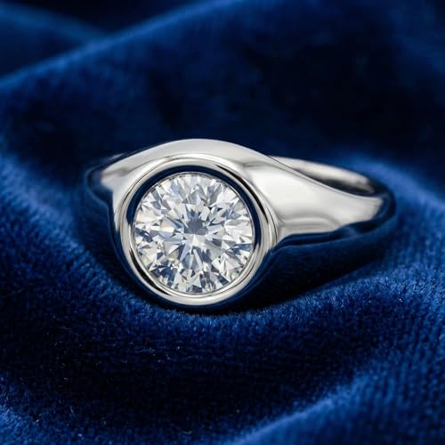 P3 POMPEII3 Pompeii Mens Solitaire Round Diamond Ring 1Ct Anniversary Pinky Ring 14k Gold Lab Grown - Size 9.5 (G,VS2-SI1)