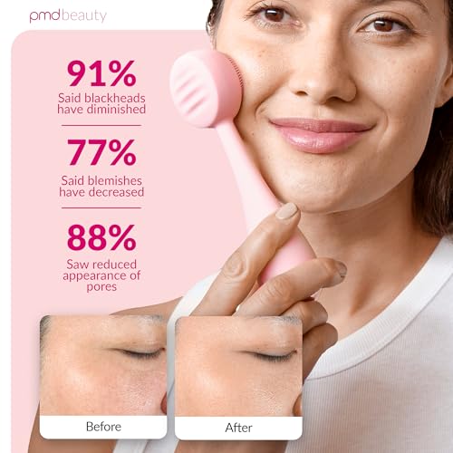 PMD Beauty Clean Facial Cleansing Brush – Waterproof Silicone Face Cleanser with Sonic Technology, Blush