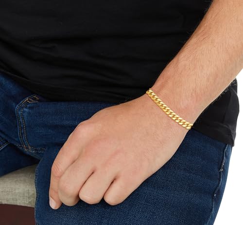 Floreo 14k Yellow Gold 7.22mm Semi-Lite Miami Cuban Chain Bracelet - 8.5 inch