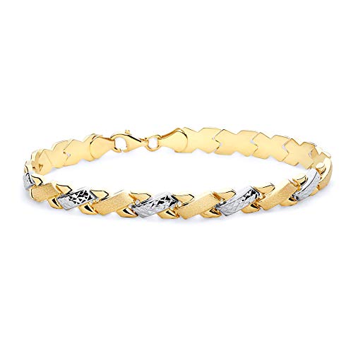 The World Jewelry Center 14k Real Two Tone Gold Stampato Bracelet - 7.25"