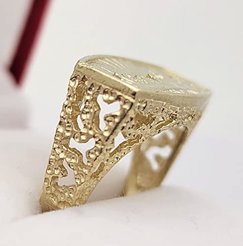 AMZ Jewelry 10K Yellow Gold Last Supper Ring For Men Solid Gold Ring Size 7