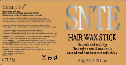 Samnyte Hair Wax Stick, Gel Tamer for Flyaways, Nourishing Slick Stick Pomade for Women & Kids, Slick Back & Styling Cream, Hair Styling Accessories for Teen Girls Gifts, 2.7 Fl Oz