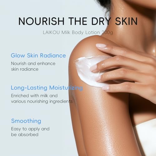 Milk Hydrating Skincare Cream, Moisturizing Skin Lotion 7.05oz- Milk Extract - Body Lotion, Hand and Body Moisturizer, Gentle Bath Wash Hydrating & Cleansing, Exfoliating Face Lotion, Nourishes Skin
