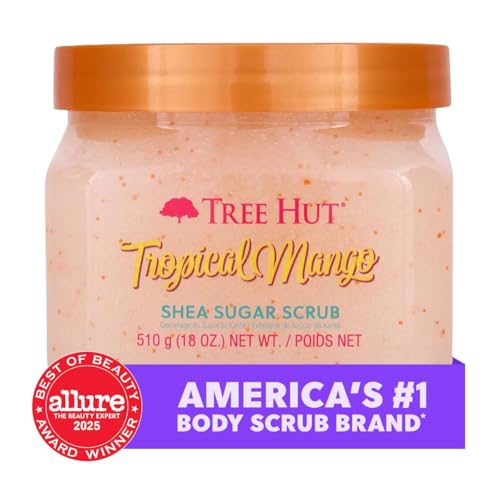 Tree Hut Tropical Mango Body Scrub, Exfoliating Sugar Scrub, Vegan, 18 Oz
