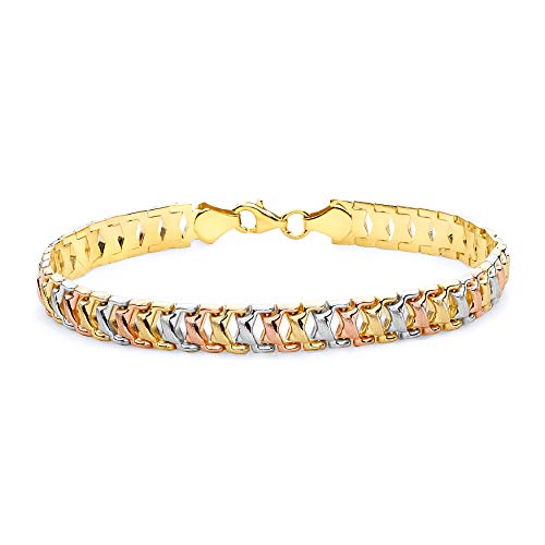 14k REAL Tri Color Gold Stampato Bracelet - 7.25"