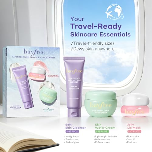 bayfree Dewy Skin Care Set, Travel Size Skincare Kit with 3-Step Routine
