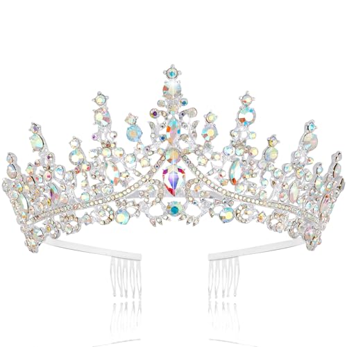 TOBATOBA AB Silver Tiaras and Crowns for Women Crystal Wedding Tiara for Bride Rhinestone Princess Tiara Queen Crown Halloween Costume Women Headpieces for Birthday Valentine Halloween Prom Pageant