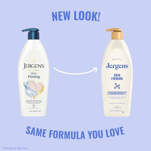 Jergens Skin Firming Body Lotion for Dry to Extra Dry Skin, Skin Tightening Cream with Collagen and Elastin, Dermatologist Tested, Hydralucence Blend Formula, 16.8 Oz
