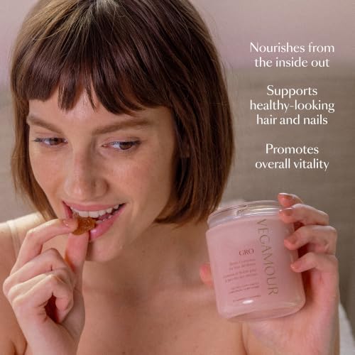 VEGAMOUR GRO Biotin Gummies for Hair Wellness®, 30-Day Supply - Vitamins B, A, C & E, Supports Fuller-Looking Hair & Nails, Vegan & Cruelty-Free