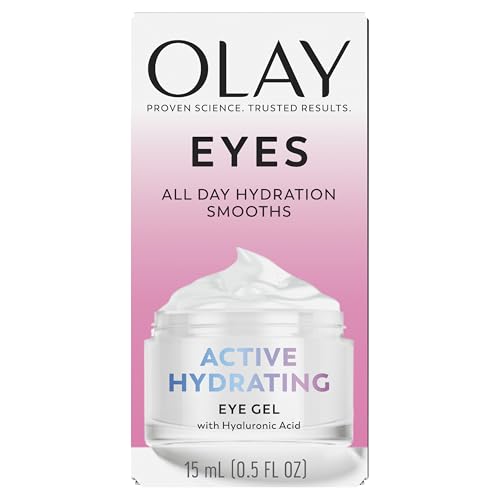 Olay Active Hydrating Eye Gel, Fragrance-Free, Anti-Aging Eye Cream with Hyaluronic Acid and Niacinamide, 0.5 oz