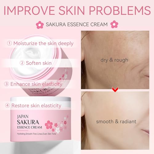 Skincare Set Sakura Teen Girls Gifts Christmas Birthday - Skin Care Set for girls Ages 8-12 - Hydrating Skincare for Teens 10-12 - Travel Size Facial Kit for Women with Cleanser,Bunny Headband（5pcs）