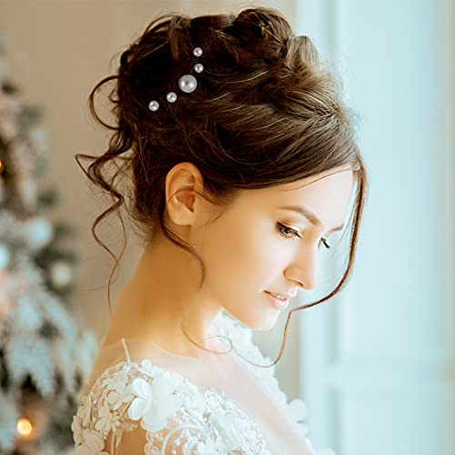 Charonle 32 Pcs Wedding Pearl Hair Pins, Mixed Size Bridal Hair Accessories with Rhinestone, U Shape Barrette, Bobby Pins for Bride Bridesmaid Prom Updo(Gold)