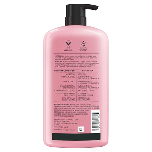 Herbal Essences Conditioner, Rose Hips + Passionfruit - Smooth Collection, Shiny Hair with Vitamin E & Jojoba, Safe for Color Treated Hair, Floral Scent, Cruelty-Free, Dermatologist-Tested, 29.2 Fl Oz
