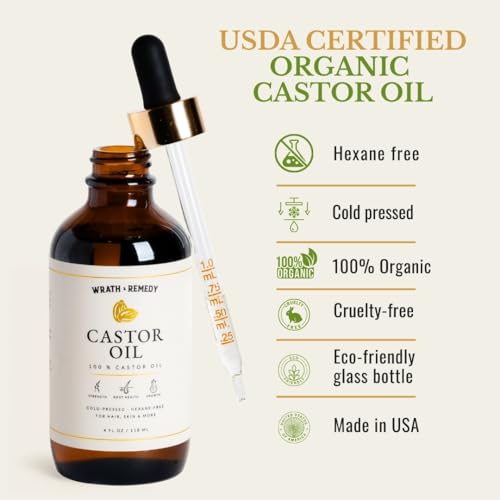 Castor Oil Organic Hexane Free — USDA Certified Castor Oil for Hair (4OZ)