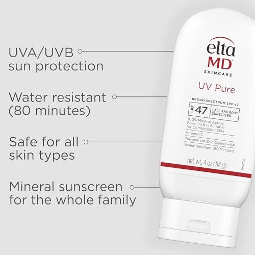 EltaMD UV Pure 100% Mineral Sunscreen, SPF 47 For Kids and Adults, 4 oz
