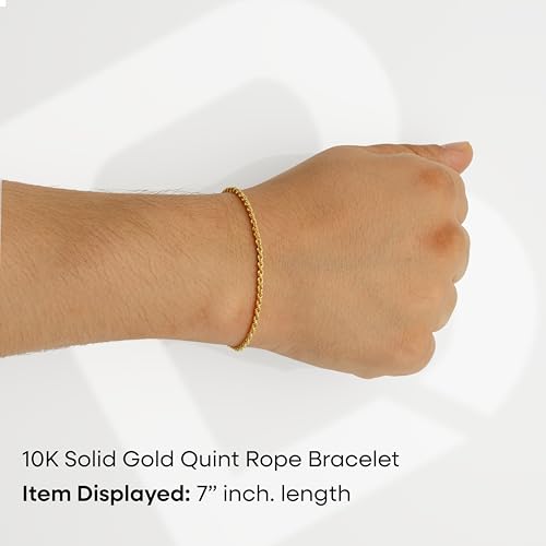 LoveBling 10K Italy Standard Fine Solid Gold Quint Rope Bracelet Width: 2.1 mm (7, Inches)