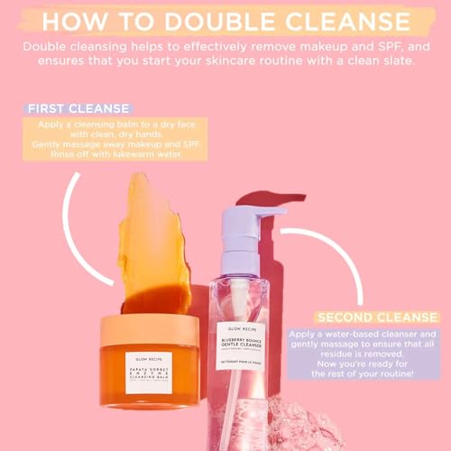 Glow Recipe Blueberry Bounce Exfoliating Face Wash - Foaming Facial Cleanser, Makeup Remover & Clarifying Mask - Hydrating Hyaluronic Acid & Gentle AHA for Sensitive Skin - Korean Skincare, 160ml