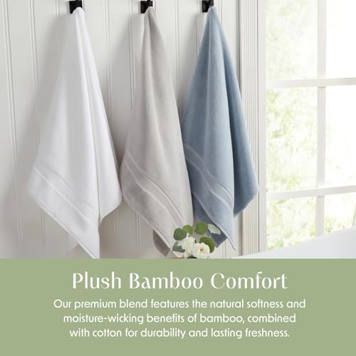 Springtree Home Luxury Bamboo Rayon Plush Bath Towel Set | 4-Pack| Blue Fog