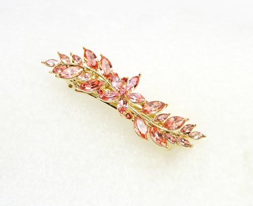 Faship Gorgeous Coral Rhinestone Crystal Small Floral Hair Barrette Clip