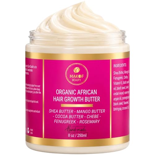 Chebe Hair Growth and Thickening Butter - Ayurvedic Deep Conditioner with Shea, Cocoa, Mango Butter, Fenugreek, and Rosemary for All Hair Types, 8 oz