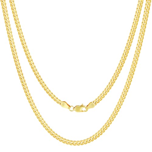 Nuragold 14k Real Yellow Gold Miami Cuban Link 3.5mm Solid Chain Necklace - 24"