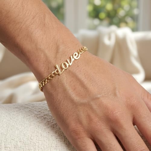 Floreo 14k Yellow Gold 7.2mm Love Lite Curb Link Bracelet, 7 Inch