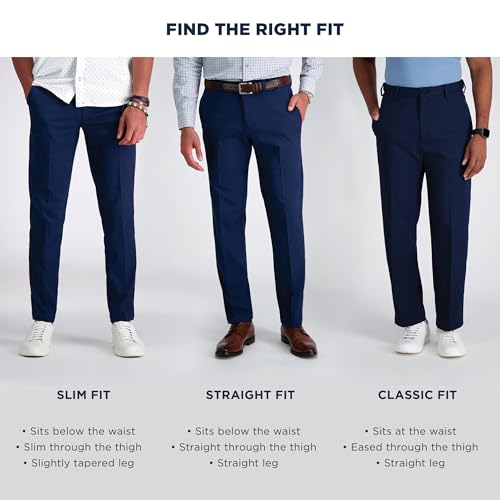 Haggar Men's Premium No Iron Khaki Classic Fit Pleat Front Casual Pant (Regular and Big & Tall Sizes), 42W x 30L
