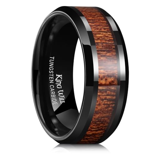 Mens 8mm Tungsten Wedding Band Natural Wood Inlaid Engagement Rings Size 10
