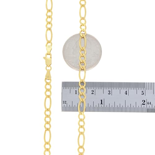 Nuragold 10k Real Yellow Gold Figaro Link 4.5mm Chain Necklace (16"-30") - 22"